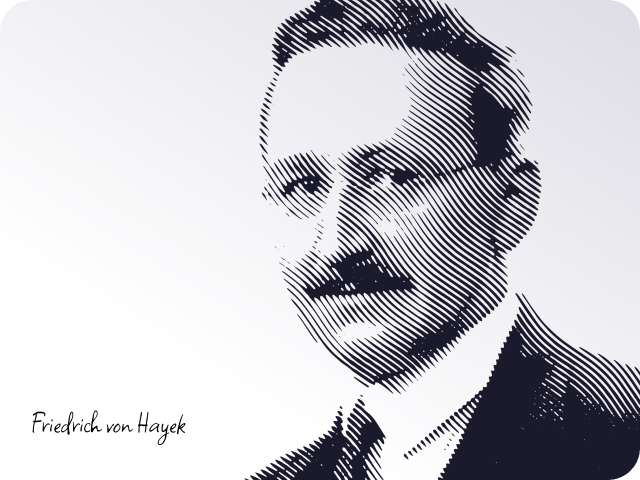 Hayek's portrait with a signature